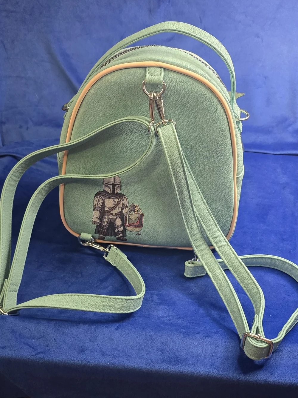 Star Wars Grogu Mint Green & Orange Halloween Pumpkin Kids Backpack